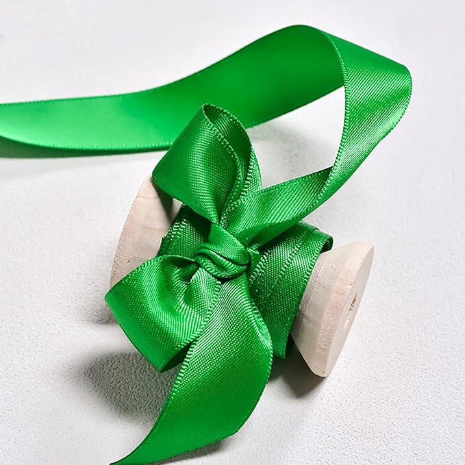 5/8" x 50 Yards Emerald Green Satin Ribbon Single Faced Fabric Ribbons - Image 6