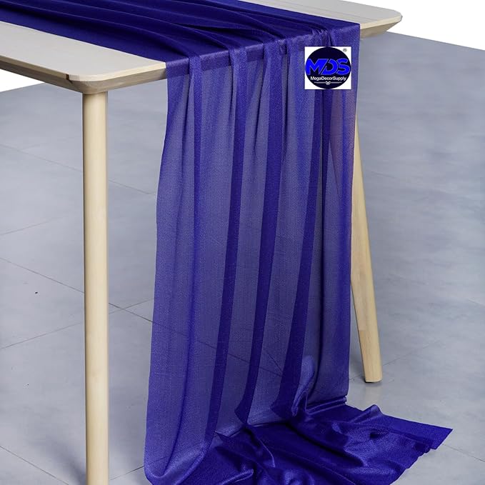 MDS 5 Pack 10ft Chiffon Table Runner 29 x 120 Inches Sheer Wedding Runner - Image 2