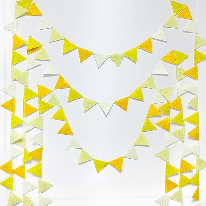 Yellow Party Decorations Ombre Yellow Felt Hanging Triangle Mini Bunting - Image 4