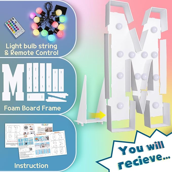 imprsv 4FT Colorful Marquee Light Up Letters M, 18 Colors Large Light up - Image 5