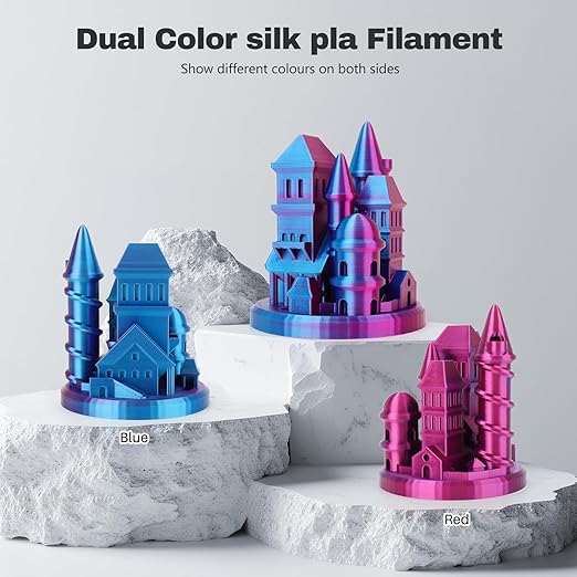 Silk PLA Filament 1.75mm Red Blue Dual Color PLA 3D Printer Filament 2 in 1 - Image 2
