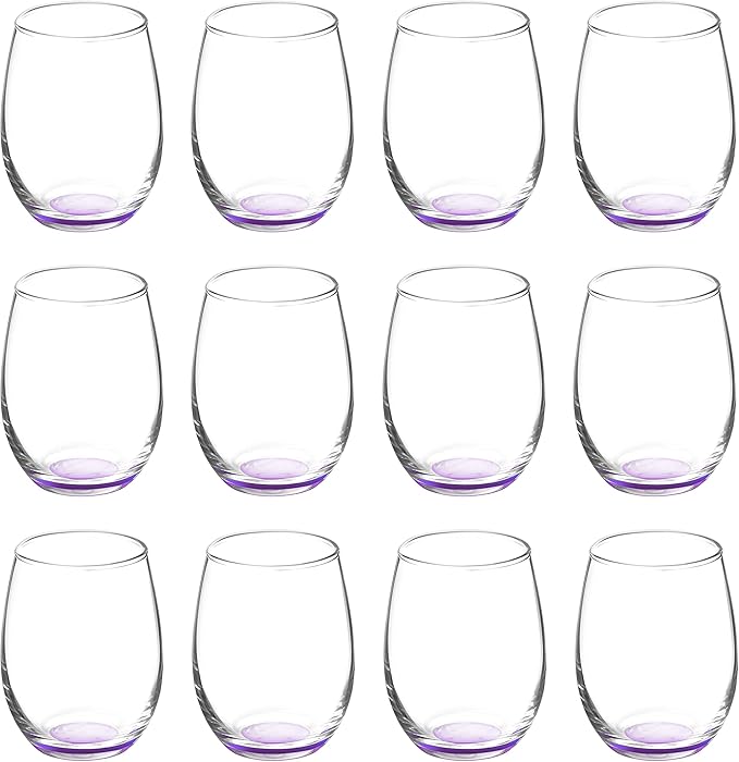 DISCOUNT PROMOS Stemless Wine Glasses by ARC 5.5 oz. Set of 12, Bulk Pack by DISCOUNTPROMOS