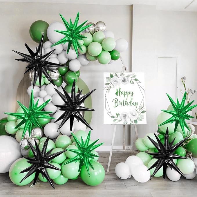 Black Green Star Balloons - Image 4