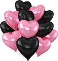 Pink Black Heart Balloons, 18Inch Black Pearl Pink Helium Balloon by Adorely