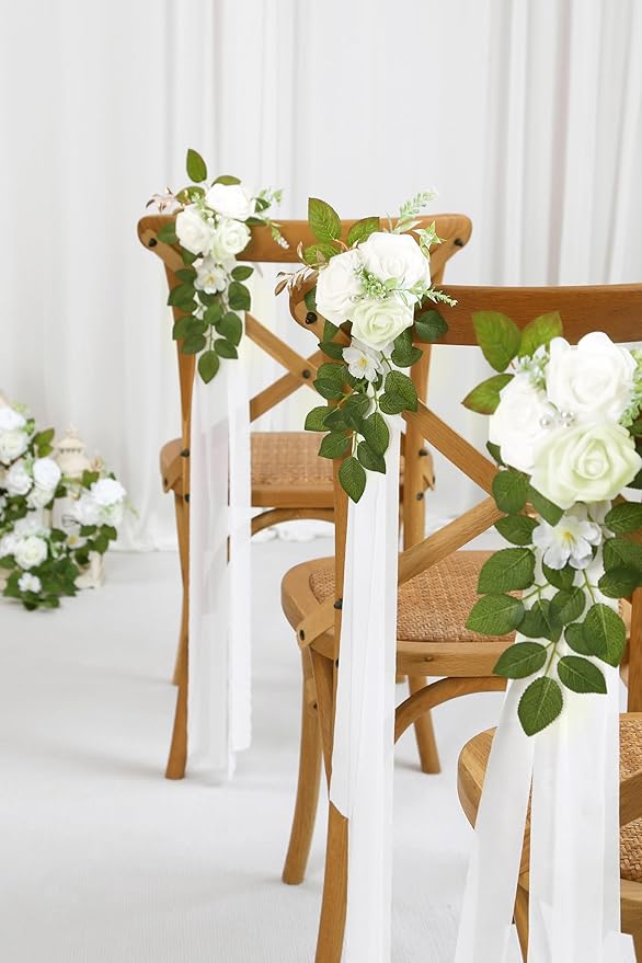 10 Wedding Aisle Decorations for Wedding Ceremony White Wedding Chair - Image 4