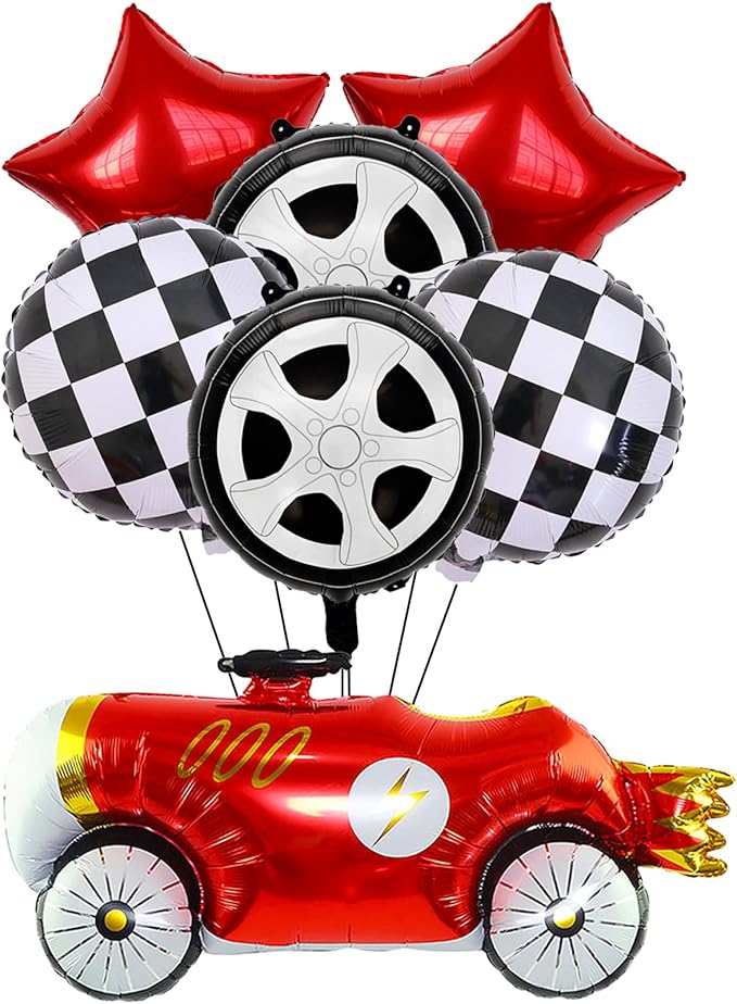 7 Pcs Vintage Race Car Balloon Set, Racing Theme Birthday Party Baby Shower by DOINIDAMI