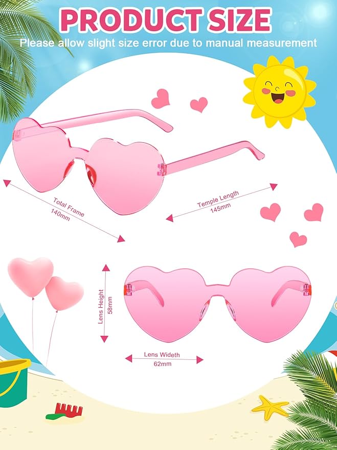 12 Pairs Heart Shaped Sunglasses - Image 2