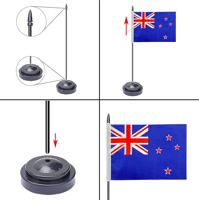WXTWK 2 Pack New Zealand Flag New Zealand Deluxe Desk Flag Set - Image 3