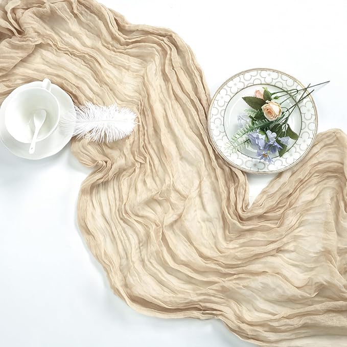 12 Pack Beige Cheesecloth Fall Table Runner 10ft Boho Gauze Fabric Cheese Cloth - Image 6