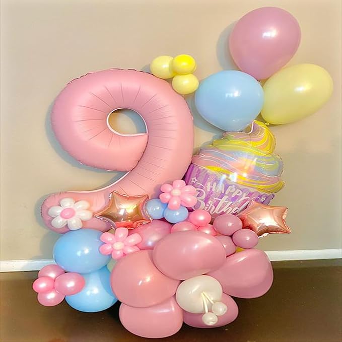 Light Pink Number 9 Balloon 40 Inch Big Self Inflating Foil Number Balloons 0-9 - Image 3