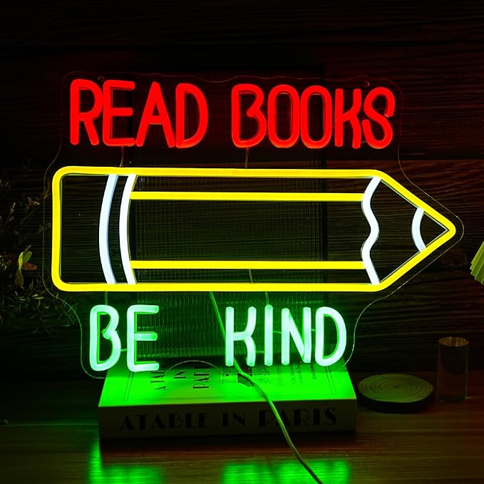 Read Books Be Kind Neon Sign Pencil Led Neon Light by LISIGNVE