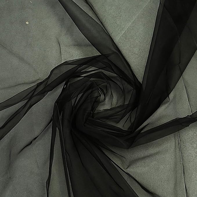 VDS Black Organza Fabric, 40 Yards Continuous, 45” Wide, Wedding Party by VDS