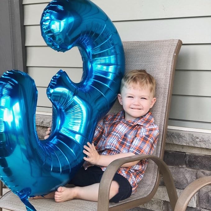 Blue 2 Balloons, 40 Inch Large Foil Number Balloons Set 0-9, Self Inflating - Image 8
