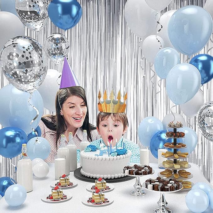 BEISHIDA 2 Pcs Silver Door Streamers Tinsel Curtain Party Streamers Backdrop - Image 5