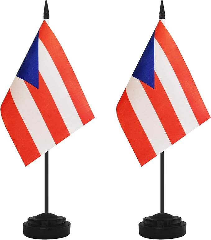2 Pack Puerto Rico Desk Flag Set, Puerto Rican Desktop Small Miniature Table by Unknown