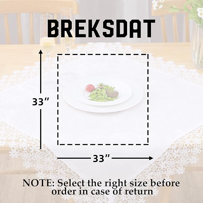 White lace Premium Square Farmhouse Tablecloth Waterproof OilProof SpillProof - Image 5