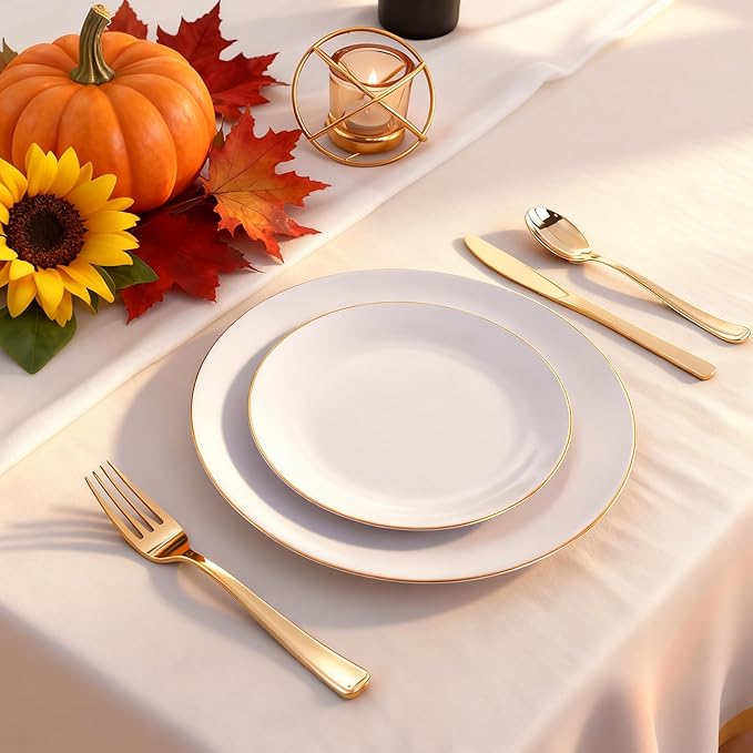 KIRE 60PCS Gold Plastic Plates - Image 4
