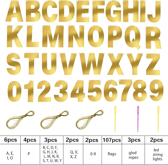 TaoBary 112 Pcs DIY Letter Custom Banner Glitter Customizable Banner Kit - Image 2