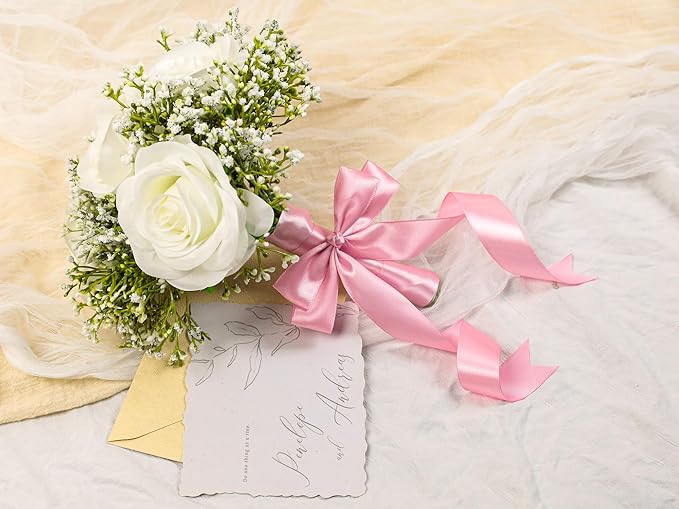 Rose Pink Satin Ribbon 1 inch X Continuous 100 Yards, Single Face Polyester - Image 6