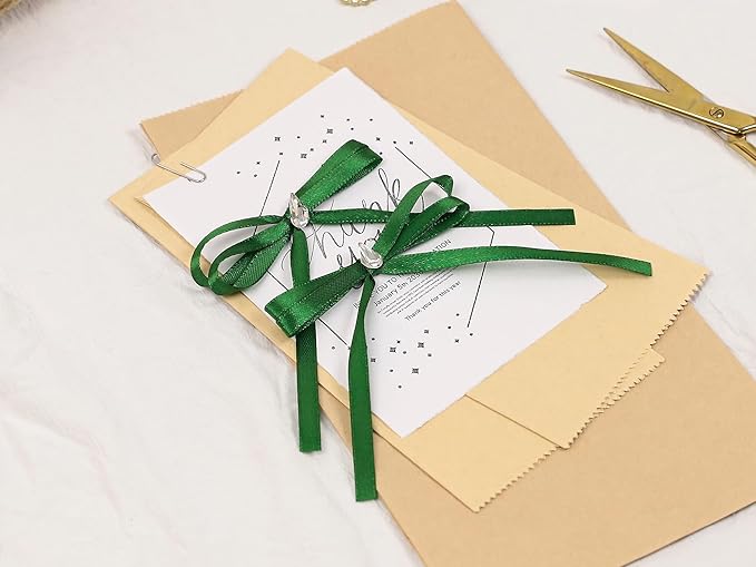 Green Satin Ribbon 1/4 inch X Continuous 25 Yards, Single Face Polyester Ribbon - Image 7