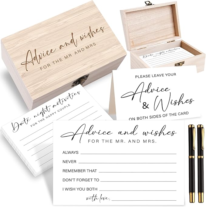 85 Pcs Advice and Wishes Cards Wooden Box Set by JectivsPartyDecorations