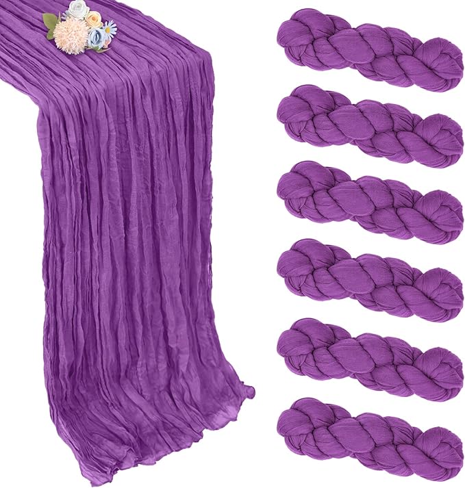 6 Pack Purple Cheesecloth Fall Table Runner 10ft Boho Gauze Fabric Cheese Cloth by Pepmily