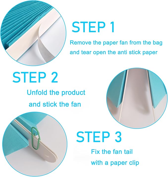 Blue Hanging Paper Fans, Party Decorations - Image 3