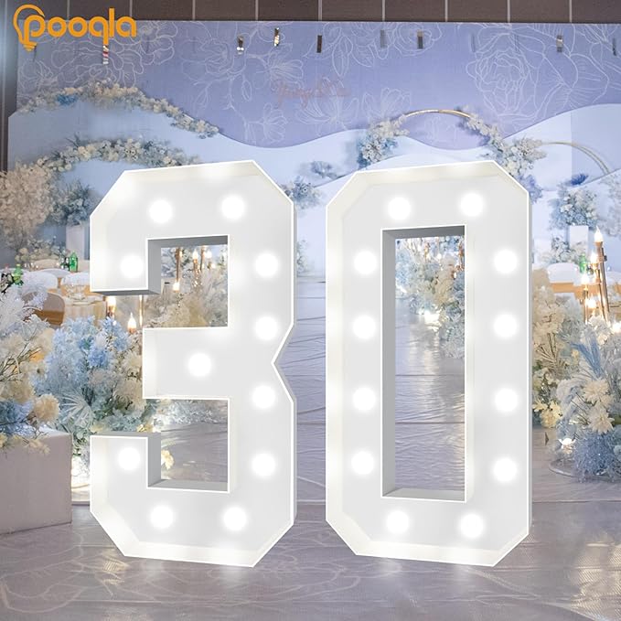 Pooqla 4 FT Light Up Marquee Numbers, Giant Mosaic Number Cool White and Warm - Image 7