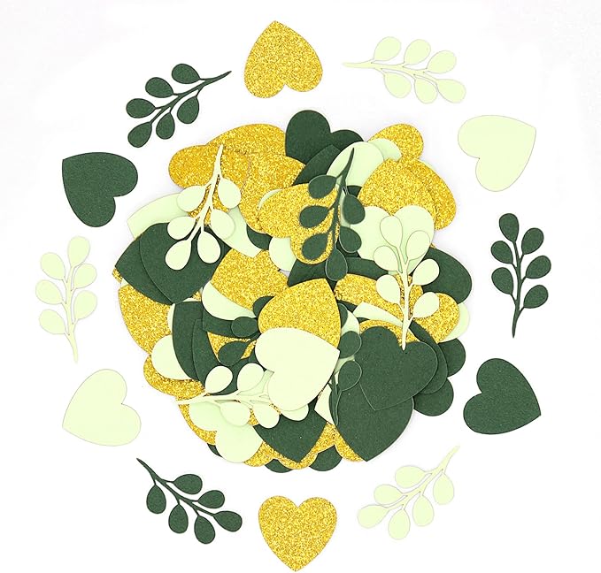 200PC Sage Green Heart Confetti - Image 6