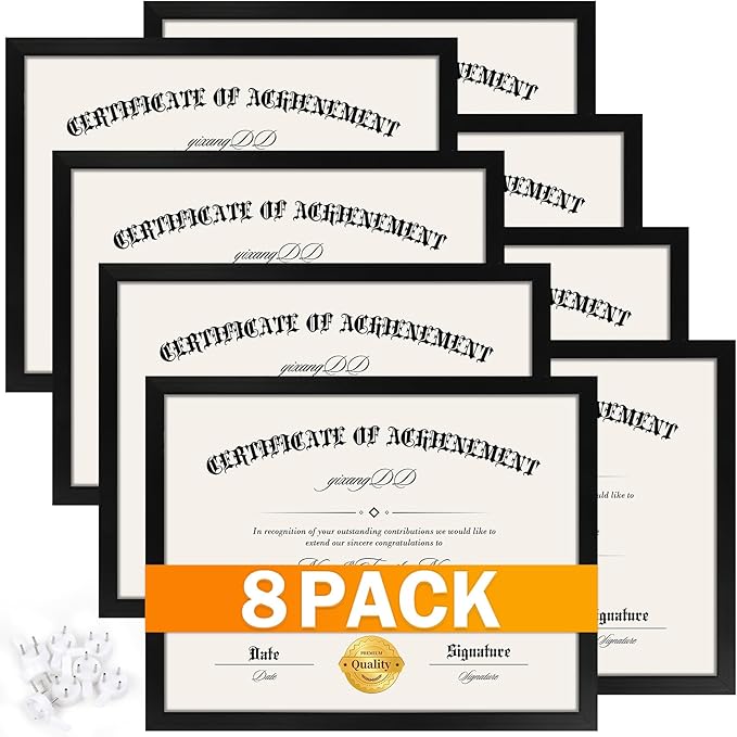YixangDD 8 PACK Certificate Frames 8.5 x 11, Picture Frames by YixangDD