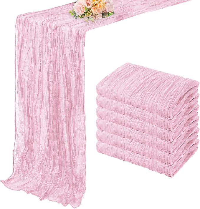 Light Pink Cheesecloth Table Runner 6 Pack 10FT Rustic Gauze Fabric Cheese by FoliafeelHome