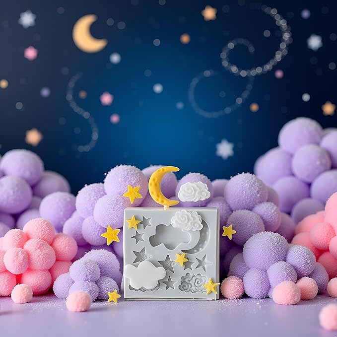 1Pc Star Moon Clouds Shaped Silicone Fondant Molds, Candy Chocolate Molds - Image 4