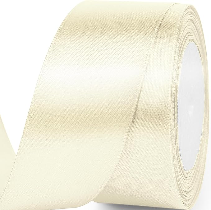 1-1/2" x 25 Yards Satin Ribbon, Ivory Silk Ribbon Ideal by Quhora