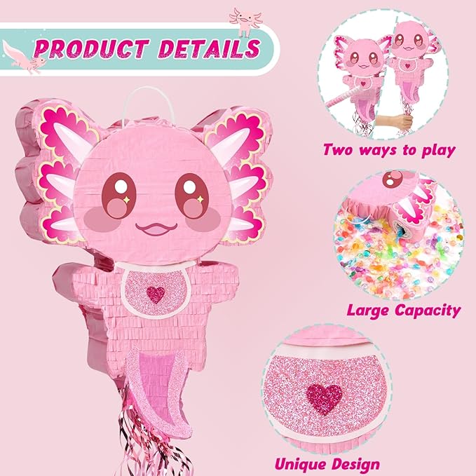 WERNNSAI Pink Axolotl Pinata - Image 4