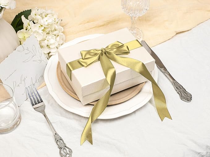 Light Gold Satin Ribbon 1 inch X Continuous 100 Yards, Single Face Polyester - Image 5