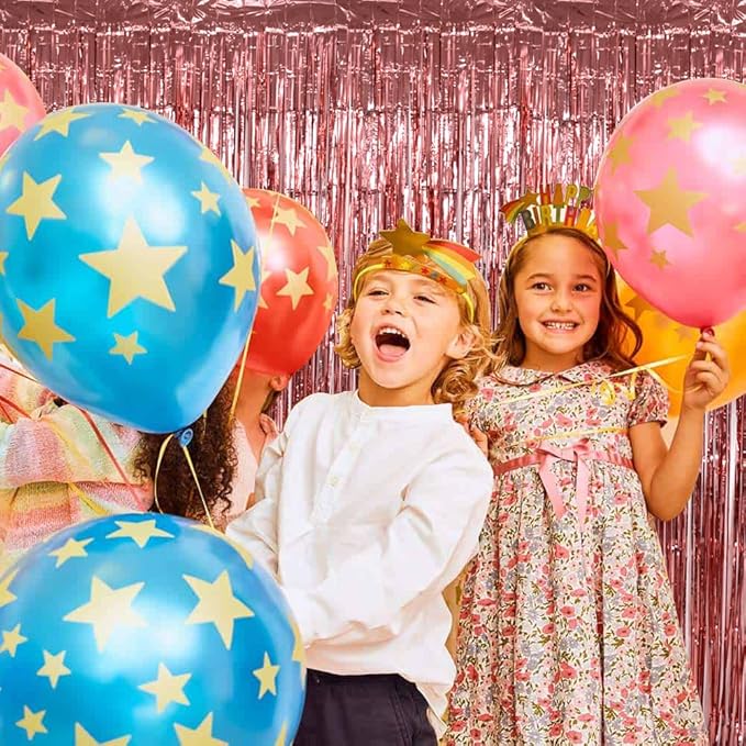 TONIFUL 3Pcs Rose Gold Door Streamers, Rose Gold Photo Booth Backdrop Metallic - Image 3