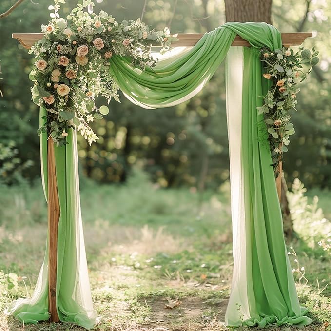 Wokceer Wedding Arch Draping Fabric 2 Panels 28.7" x 20FT Sage Green Drapes - Image 6