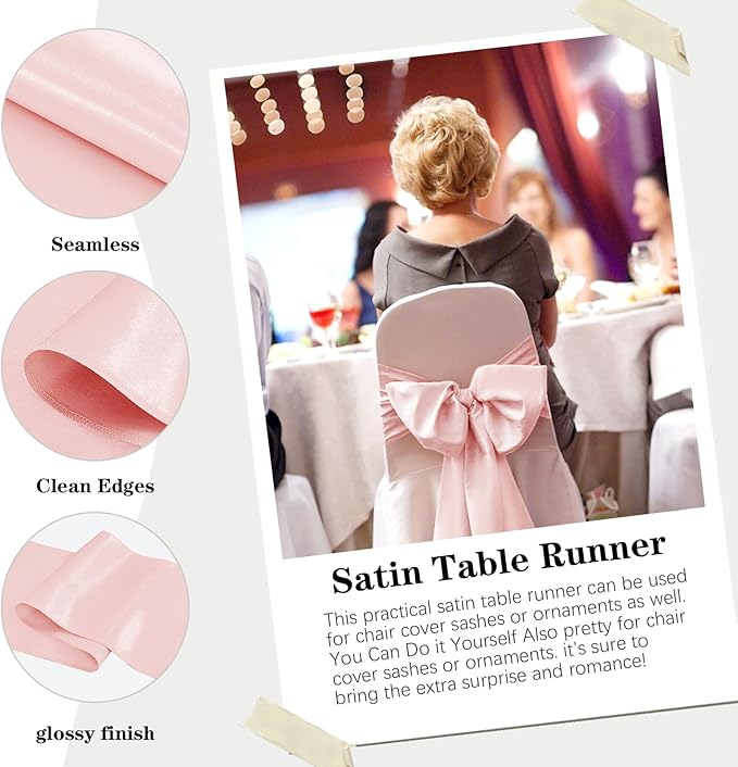 10 Pack Satin Table Runner 12 x 108 Inch Long Rose Gold Silk Table Runner - Image 4