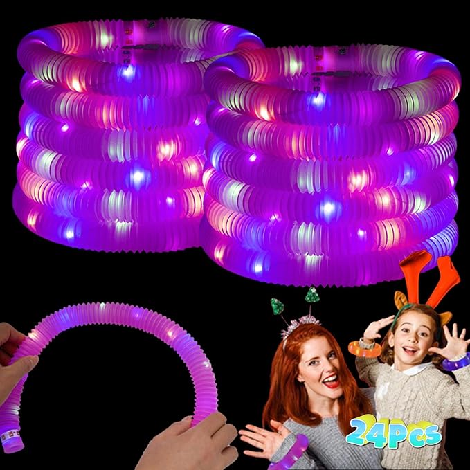 Pink 24 Pack Light Up Party Favors Supplies, Bulk Glow Sticks Bracelet - Image 8