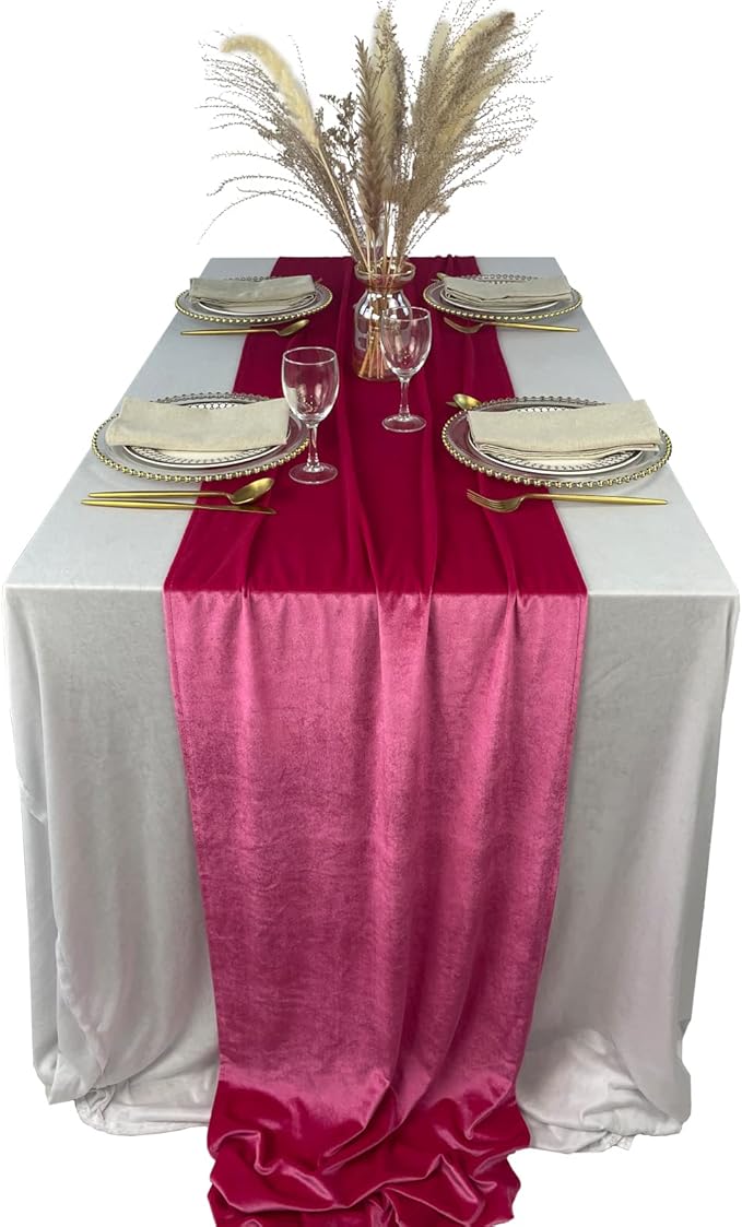 Velvet Table Runner, 10ft Luxurious Wedding Reception Decorations Soft Velvet by BTFHOME