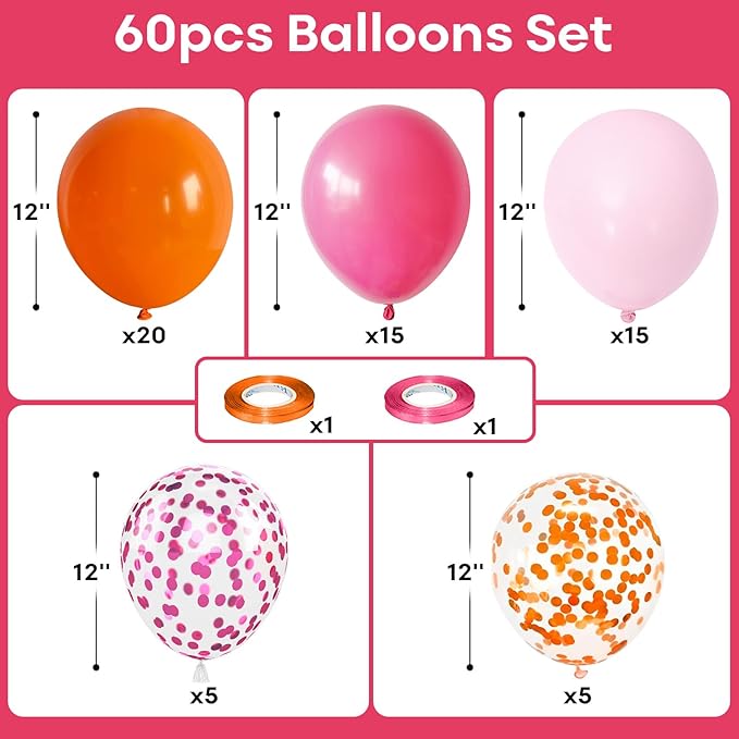 Pink and Orange Balloons 12 Inch - Image 2