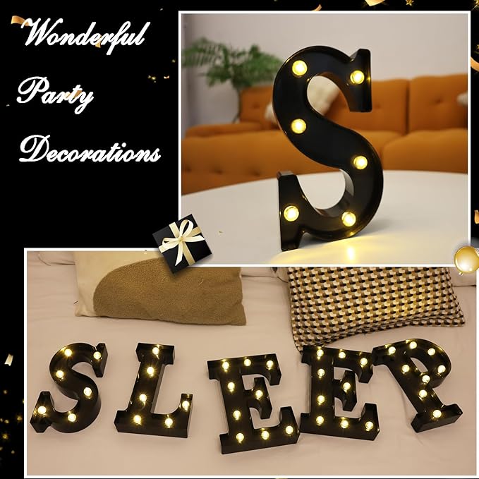 Led Marquee Letters, 8.58 Inch Black Light Up Letters, Small Led Letter Lights - Image 3