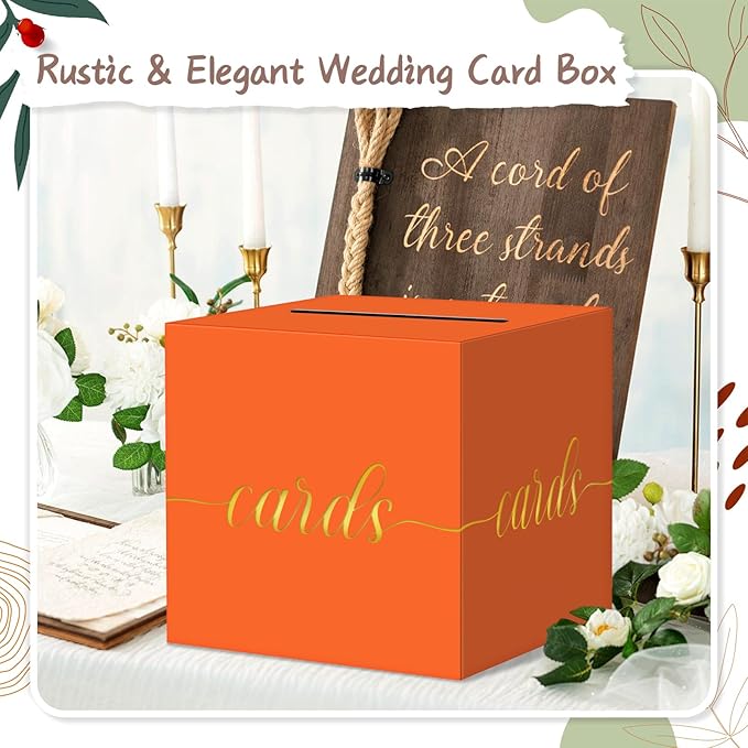 QIKSION Orange Graduation Card Box, Graduation, Wedding Reception, Baby Shower - Image 5
