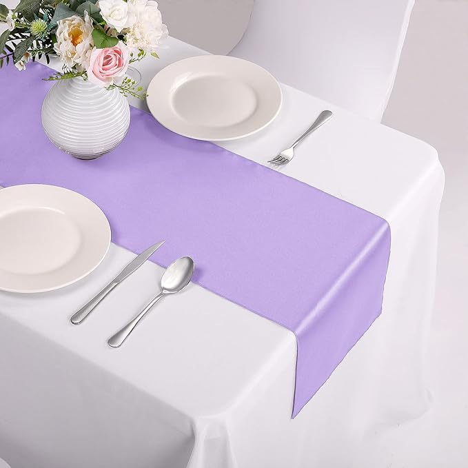 15-Pack Satin Table Runner Lavender 12 x 108 inches Long, Table Runners - Image 6