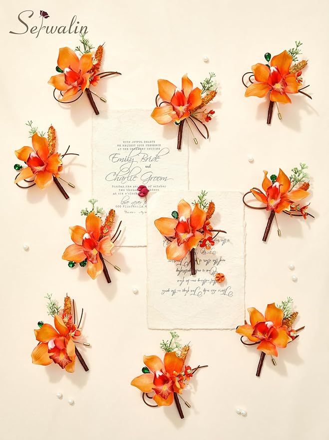 Serwalin 10Pcs Boutonniere for Men, Artificial Flowers for Wedding Decor Prom - Image 6