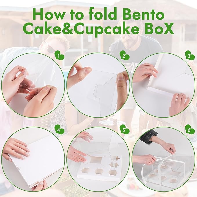 JCD 9 Packs Cake Cupcakes Combo Box 1+5 Cupcake Containers - Image 8