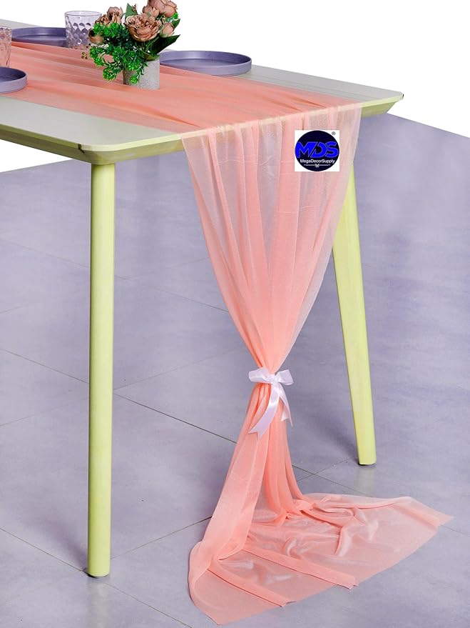MDS 25 Pack 10ft Chiffon Table Runner 29 x 120 Inches Sheer Wedding Runner - Image 3