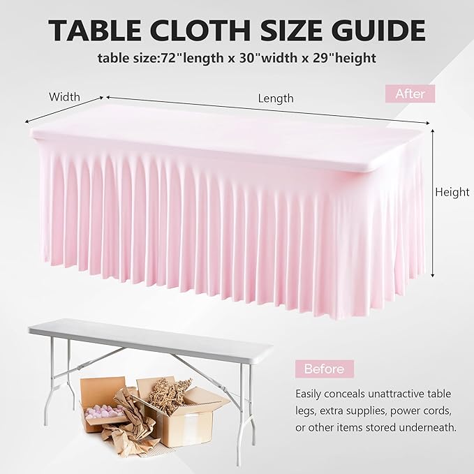 Wish Care 6 Pack Pink Spandex Table Clothes - Image 3