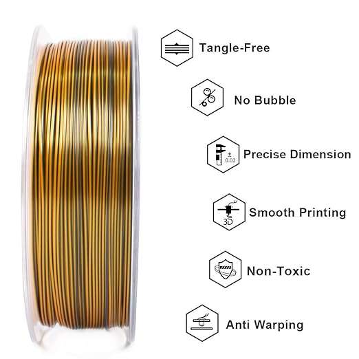 GIANTARM Silk PLA 3D Printer Filament, Tri-Color 3D Printing PLA Filament 1.75mm - Image 4