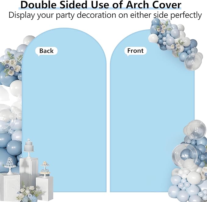 HEMMOTOP 7.2 ft Blue Arch Backdrop Cover, Spandex Arch Covers Stretchy Backdrop - Image 5
